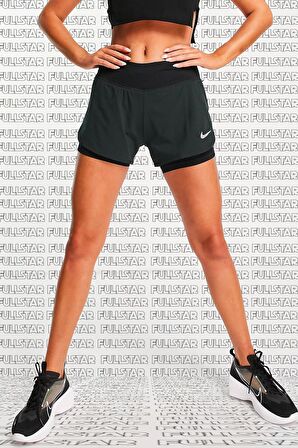 Nike Eclipse Flex 2 in 1 Running Shorts Taytlı Koşu Antrenman Şortu Siyah