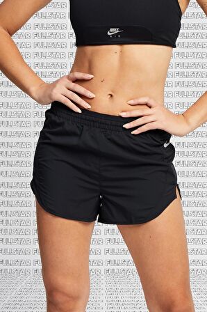 Nike Tempo Luxe 3 inch Running Shorts Black Fermuarlı Cepli Kısa Koşu Şortu Siyah