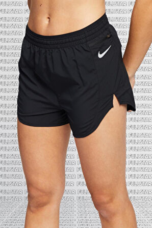 Nike Tempo Luxe 3 inch Running Shorts Black Fermuarlı Cepli Kısa Koşu Şortu Siyah