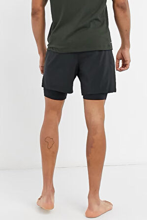 Nike Trainning Dri Fit Yoga Mens 2/1 Shorts Dokuma Taytlı Şort Siyah