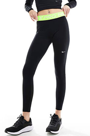 Nike Pro 365 Dri Fit Training Mid Rise Full Length Tight Fit Green Toparlayıcı Tayt Siyah-Neon