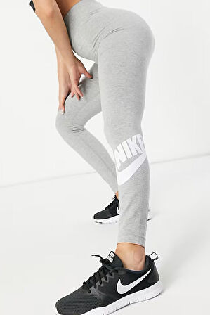 Nike Sportswear Club High Rise Cotton Leggings Yüksek Belli Pamuklu Gri Tayt