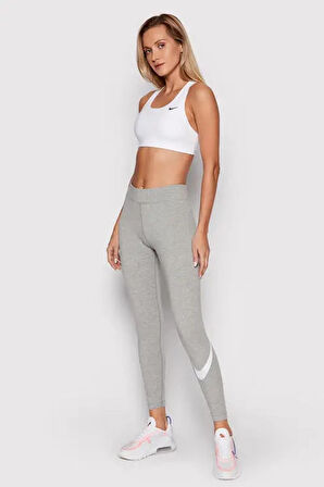 Nike Sportswear Essential Cotton Swoosh Leggings Gray Pamuklu Kadın Taytı Gri