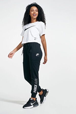Nike Sportswear Air Fleece Mid Rise Kadın Yarı Şardonlu Eşofman Altı Siyah