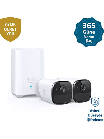 Anker Eufy Security Eufycam 2 Pro Kablosuz Akıllı Güvenlik ve 2K Kamera Sistemi 2 Kamera 1 Ana Ünite Kiti - T8851 (Anker Türkiye Garantili) OUTLET