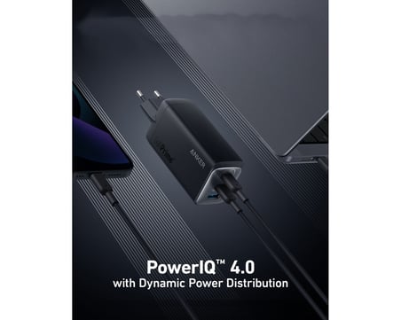  Anker 737 120W GaN Prime Teknolojili 3 Portlu Şarj Cihazı Hızlı Şarj Uyumlu Modellerle Siyah