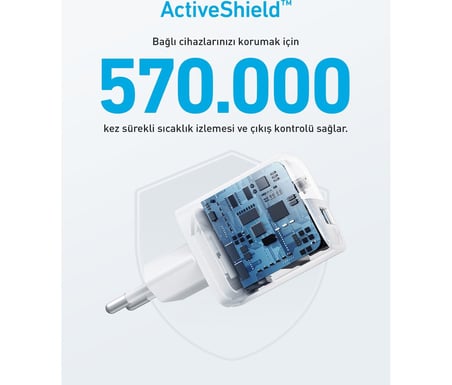  Anker 323 USB-C Şarj Cihazı, 33W, 2 Bağlantı Noktalı, Beyaz - A2331