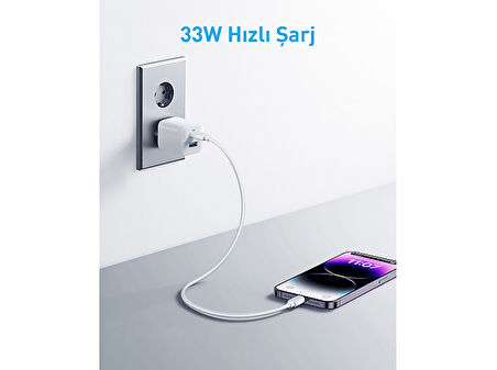 323 33W USB-C + USB-A Şarj Cihazı A2331 Beyaz