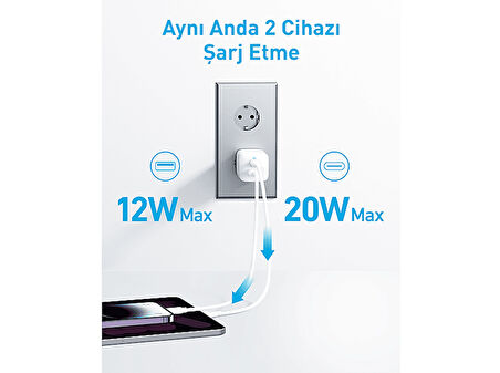 323 33W USB-C + USB-A Şarj Cihazı A2331 Beyaz