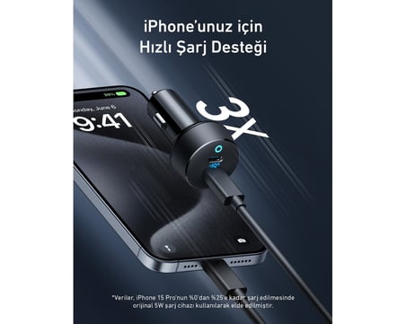  Anker PowerDrive III Duo USB-C Araç Şarj Cihazı, 40W, 2 Bağlantı Noktalı, Siyah - A2724