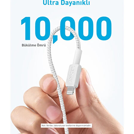 322 USB-C to Apple iPhone Lightning 1.8m MFI Lisanslı Şarj ve Data Kablosu Beyaz A81B6