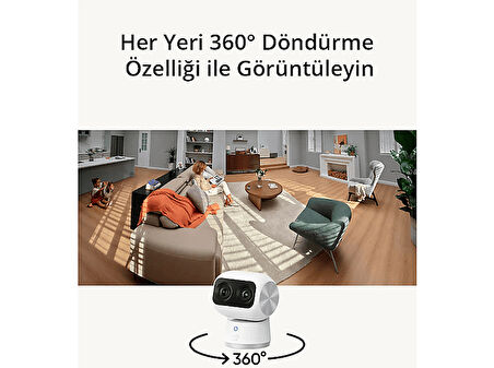 ANKER Eufy Indoor Cam S350 4K Dual Camera 8x Zoom 360° Pan & Tilt Çift Lensli Kamera Beyaz