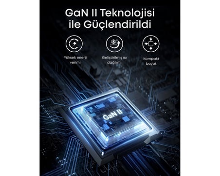  Anker PowerPort III Hızlı Şarj Cihazı, 65W, GaN II Teknolojisi, 3 Bağlantı Noktalı, Siyah - A2667