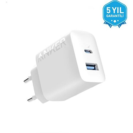 Anker 20W USB-C + USB-A Çift Portlu Şarj Cihazı - A2348 - Beyaz