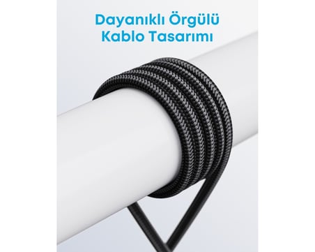  Anker 310 USB-C to USB-C 1,8m 240W Örgülü Kablo - Hızlı Şarj - Evrensel Uyumluluk - Siyah -