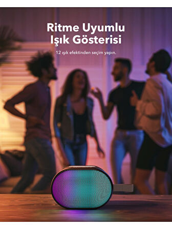 Soundcore Pyro Mini Bluetooth Hoparlör - Çoklu Işık Efektleri - 6W'lık Güçlü Ses - 10 Saat Çalma Süresi - Siyah - A31A0