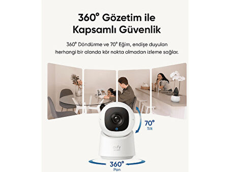 ANKER Eufy Security C220 360 Derece Dönebilen Kızılötesi Gece Görüşlü IP Kamera