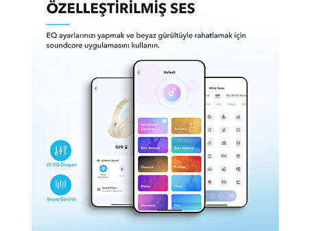 ANKER Soundcore Life Q20i Kablosuz Bluetooth 5.0  Hibrit NC Kulak Üstü Kulaklık Beyaz