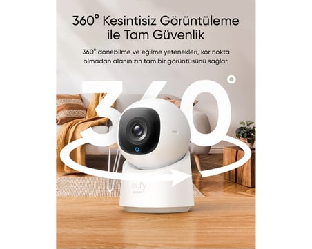  Anker Eufy Security C210 360 Derece Dönebilen IP Kamera 1080P HD Netlik ile Tam Güvenlik - T8419 (A