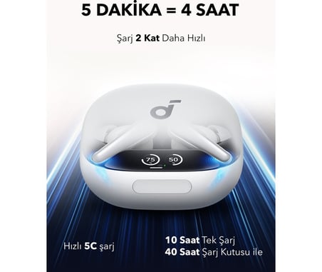 Anker Soundcore Liberty 4 Pro Kulak İçi Bluetooth Kulaklık, Aktif Gürültü Engelleme, Beyaz - A3954