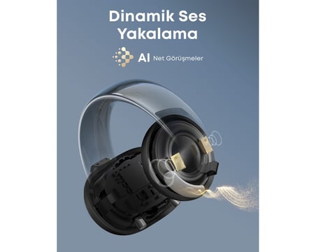  Anker Soundcore AeroClip Bluetooth Kulaklık, 4 Yapay Zeka Destekli Mikrofon, Siyah - A3388