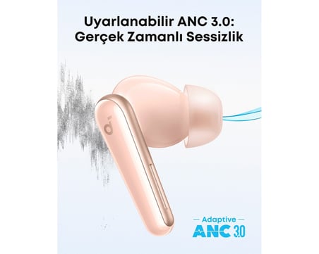  Anker Soundcore Liberty 5 Kulak İçi Bluetooth Kulaklık, Gerçek Zamanlı Gürültü Engelleme, Pembe - A