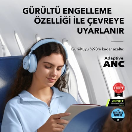  Anker Soundcore Space One Kablosuz Kulaküstü Kulaklık - 40 Saat Oynatma Süresi - Anc - Bluetooth 5.