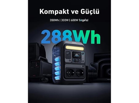 ANKER Solix C300X AC 288 Wh 300W (600W SurgePad) Taşınabilir Güç Kaynağı