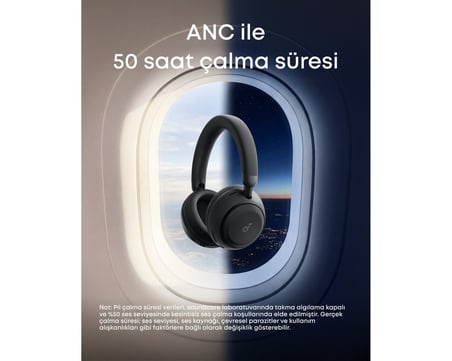  Anker Soundcore Space 2 Kulak Üstü Bluetooth Kulaklık, Aktif Gürültü Engelleme, Siyah - D1402