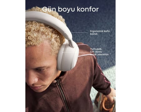  Anker Soundcore Space 2 Kulak Üstü Bluetooth Kulaklık, Aktif Gürültü Engelleme, Beyaz - D1402