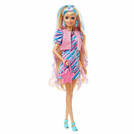 Barbie Upuzun Muhteşem Saçlı Bebekler Sarışın-Yıldız HCM87-HCM88