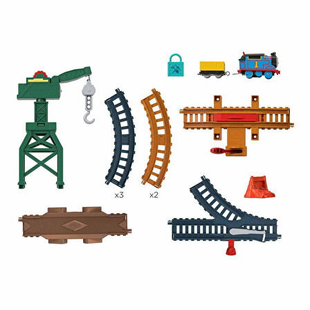 Orjinal Fisher Price Thomas ve Arkadaşları Thomas Tren ve Vinç Cranky The Crane Cargo Drop HGY79