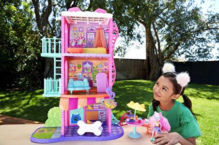 Enchantimals Şehir Evi Ve Kafe Oyun Seti (71 Cm), Bebek, Köpek Figürü Ve Aksesuarlarıyla, 4 Yaş Ve Ü