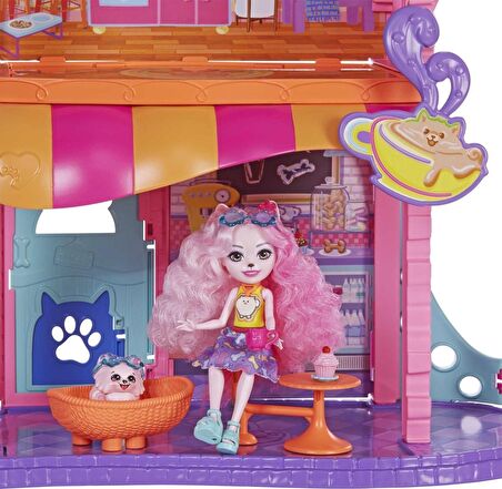 Enchantimals Şehir Evi Ve Kafe Oyun Seti (71 Cm), Bebek, Köpek Figürü Ve Aksesuarlarıyla, 4 Yaş Ve Ü