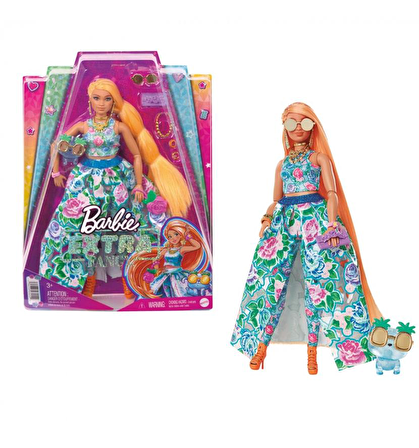 Barbie Extra Fancy Bebek ve Kedi Dostu Yeşil Elbiseli Sarışın HHN14