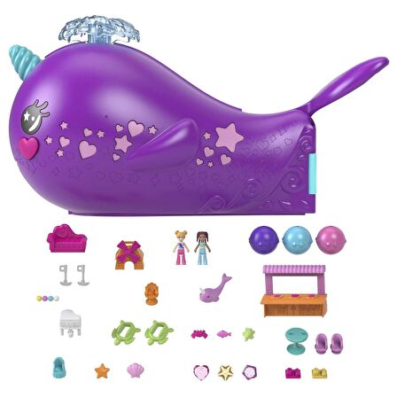 Polly Pocket Sparkle Cove Macera Deniz gergedanı Maceracı Teknesi HKV71