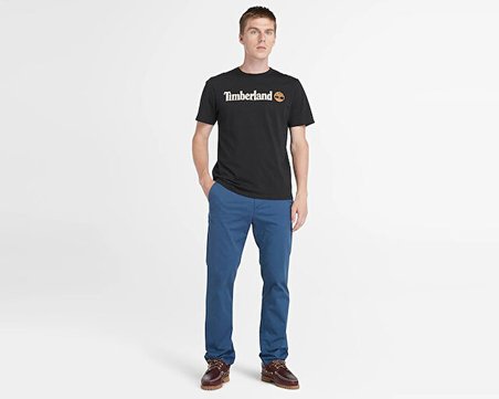 Timberland Kennebec River Linear Logo Erkek Günlük Tişört TB0A5UPQ0011 Siyah