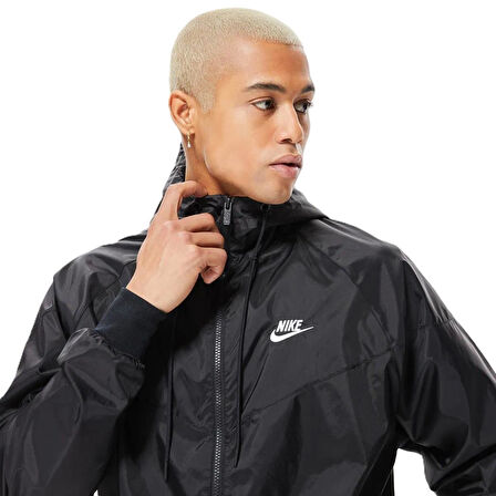 Nike Windrunner Full Zip Jacket Kapüşonlu Erkek Ceket Rüzgarlık Siyah