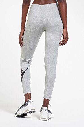 Nike Sportswear Club High-Rise Leggings Yüksek Belli Pamuklu Gri Tayt