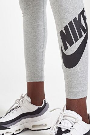 Nike Sportswear Club High-Rise Leggings Yüksek Belli Pamuklu Gri Tayt