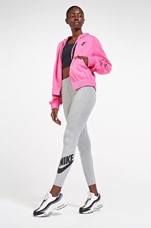 Nike Sportswear Club High-Rise Leggings Yüksek Belli Pamuklu Gri Tayt