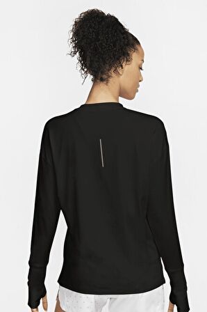 Nike Dri Fit Element Women's Running Sweat Uzun Kollu Koşu Antrenman Üstü Siyah