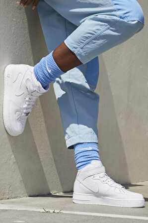 Nike Air Force 1 Mid Leather Unisex Sneaker Hakiki Deri Bilekli Spor Ayakkabı Beyaz