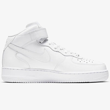 Nike Air Force 1 Mid Leather Unisex Sneaker Hakiki Deri Bilekli Spor Ayakkabı Beyaz