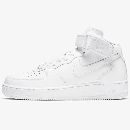 Nike Air Force 1 Mid Leather Unisex Sneaker Hakiki Deri Bilekli Spor Ayakkabı Beyaz