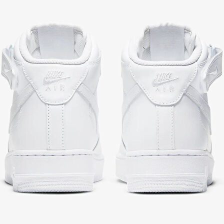 Nike Air Force 1 Mid Leather Unisex Sneaker Hakiki Deri Bilekli Spor Ayakkabı Beyaz