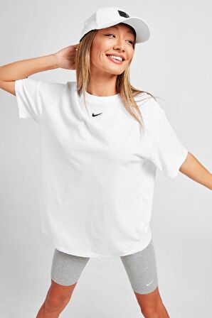 Nike Sportswear Oversized T-Shirt Unisex Nakış Swooslu Beyaz Tişört