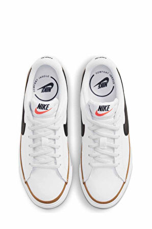 Nike Court Legacy Leather White Sneaker Hakiki Deri Kadın Günlük Spor Ayakkabı Beyaz