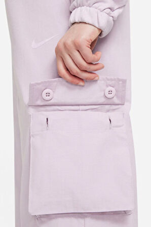 Nike Sportswear Icon Clash Canvas High Rise Woven Pant Kadın Dokuma Yüksek Bel Kargo Cepli Eşofman Altı Mor