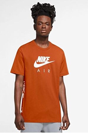 Nike Ultra Swoosh All Over Baskı Logo Tasarım Turuncu Erkek Tişört 